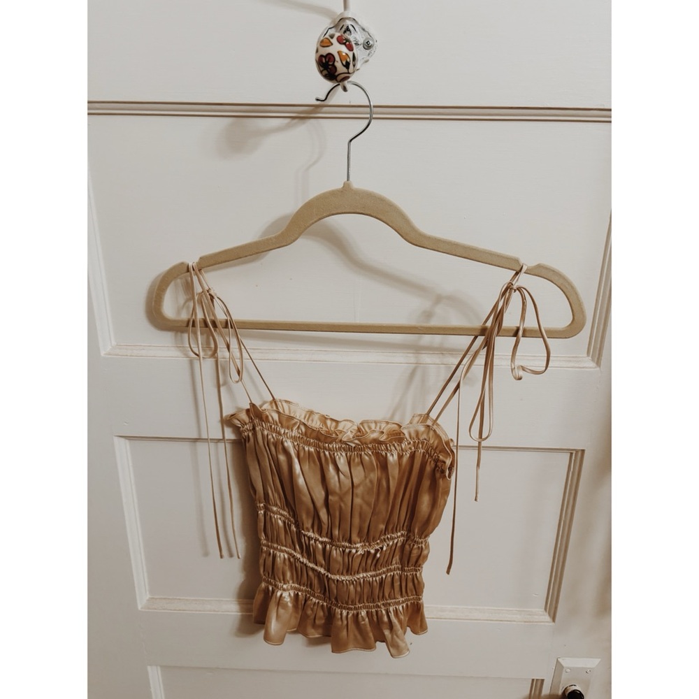 Reformation Viviana Ivory Silk Top Size Small